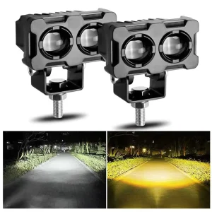 3inch Dual Color LED Spotlight 12-80V 25W Offroad Driving Light Motorcycle Headlight IP67 Waterproof Aviation