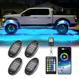 4 6 8 10 12 Pods Rock Lights APP Controller Waterproof 12 Volt for Mini Truck Atv 4×4 Off Road Truck SUV