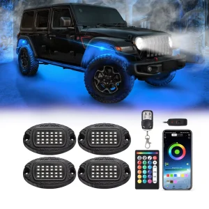 4/6/8/10 Pods 4×4 Accessories Off Road LED Rock Light 9W 18W 36W 42W APP Remote Waterproof Rock Light Supplier