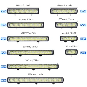 4 7 9 12 15 17 20inch OffRoad Barra De Luces Combo Beam Luz De Trabajo LED Working Light LED Light Bar