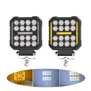 4 Inch 16LED Powerful Off Road Lights 30W Auto Work Light Square Flood Light White Yellow DRL for Trucks Car SUV ATC Boat