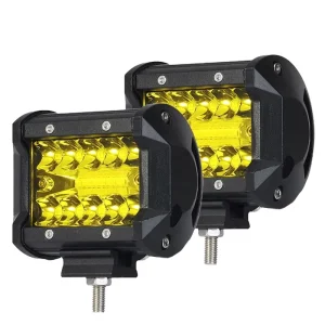 4 Inch 60W Car LED Work Light Bar Spot Flood Combo Pods Offroad Fog Lamp LED Light Bar White Yellow Strobe Flash for Car Truck