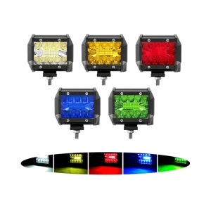 4 Inch 60W LED Work Light White Yellow Red Blue Green Spot Flood Combo Super Bright Off Road Driving Lamp for Car SUV ATV Boat