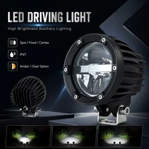 4 Inch 60W Switchable High Low Beam LED Headlight 10-30V 3218LM 3570 Chip White Amber Dual Color Driving Light for Off Road