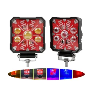 4 Inch 80W Square LED Work Light RGB High Low Beam Driving Auxiliary Lamp for Car Jeep Truck Tractor 4×4 Offroad ATV UTV Boat