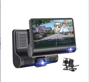 4 Inch FHD 1080P Car Dash A504 Camera Dash Cam DVR with 3 Lens 360 Night Vision Auto Video Recorder MicroSD