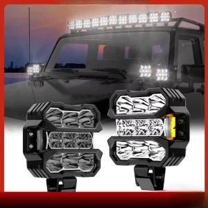 4 Inch LED Driving Lights Front Fog Light Auxiliary Spotlight 12V 45W 4000 Lumens Amber Universal