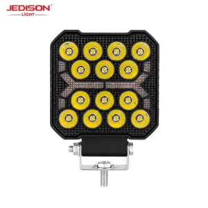 4 Inch Square 14LED LED Work Driving Light White Amber Dual Color DRL Aluminum Housing IP67 Waterproof for Car Truck Offroad