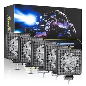 4 Inch Square 9LED Blinking Work Light 27W Car SUV UTV for 4×4 Off Road Auto Exterior Lighting CE Certified 9 80V