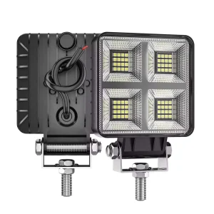 4 Inches 4×4 Work Light Floodlight 12V 24V IP67 Auto Exterior LED Truck Accessories Car Offroad H 37F 80 64W 2 Year