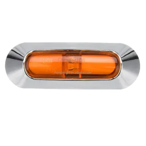 4 LED ABS Side Marker Indicator Lights Front Rear Tail Clearance Lamp with Chrome Bezel for Trailer Truck