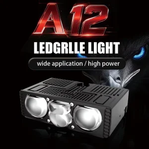 4 Lens A12 200W 20000LM 6000K Silent Fans 9 30V Canbus IP68 Car Grille Light LED Spotlights for Car SUV Motorcycle