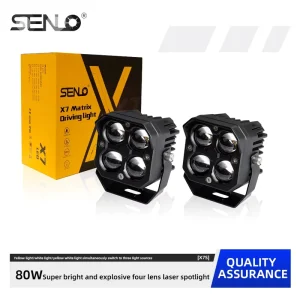 4 Lens Car LED Work Light Motorcycle Auxiliary Headlight Mini Driving Lights Double Color White Yellow