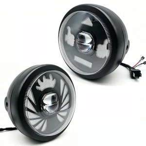 4 Modes Motorcycle Headlight Kit 5.75 Inch Round Shaped LED Headlight H4 Auxiliary Light for Motorcycle Driving Light