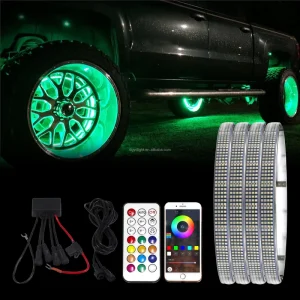 4 Row RGBW Wheel Light Kit IP68 Waterproof APP Remote Control Multicolor Pure White Wheel Rim Light Kit 12V Offroad ATV Pickup