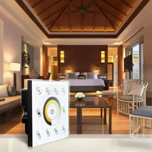 4 Zone Glass Touch CCT Controller Panel for Independent Warm Cool White Tuning Across Multiple Areas