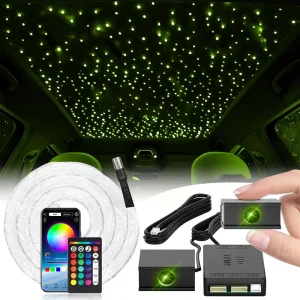 4 in 1 Car LED RGB Fiber Optic Starry Sky Light APP Voice Remote Control Auto Interior Ambient Lamp Car Starlight Headline Kit