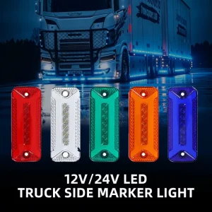 4.5inch Side Marker Light 12V 24V Rectangle Flashing Clearance Lamp Multi Color Green Blue for Lorry Van RV Camper Trailer Truck