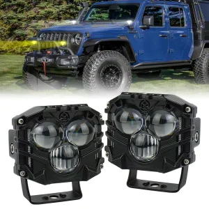 40W White Amber LED Off Road Driving Light Spot Beam Dual Color LED Pods for 4×4 Jeep Trucks ATV Tractor Pickup