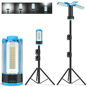 4100 Lumen Rechargeable LED Tripod Work Light for Car Inspection Camping Construction Site and Garden Use