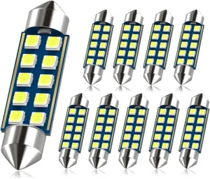 41MM 42MM Car Interior Light 211 2 569 578 6000K White Super Bright LED Bulb License Plate Light 10SMD Chipset Canbus Error Free