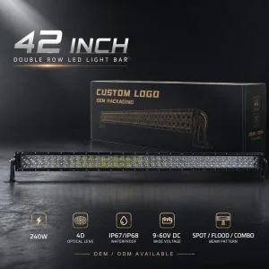 42inch LED Light Bar 240W 9 60V DC Spot Flood Combo Beam Aluminum Housing Side Mounting for Truck SUV Offroad