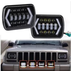 45W 4×6 Inch Square LED Offroad Work Light White DRL Amber Turn Signal Spot Flood Beam Universal Fitment 30 120 Truck Light