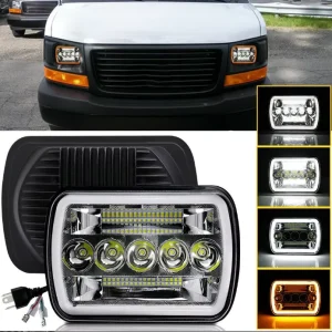 45W Car Square LED Work Lights Halo Angel Eyes Yellow White Dual Color Truck Lights Auto Exterior Lamps