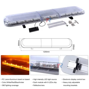 47 Inch 198 LED Auto Roof Long Warning Light Bar Compatible with Different Digital Controllers & Reflect Lens