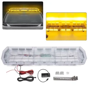 47.2 Inches 120cm LED Rotating Light Bar Emergency Warning Light 88 LEDs 5000 Lumens Large Type Digital Screen Controller Large