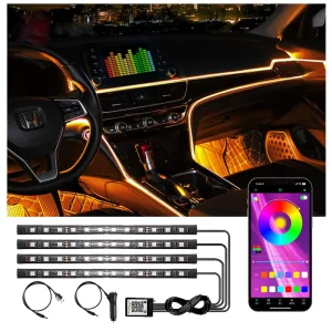 48/72 LED Car Interior Strip Lights Floor Atmosphere Glow Neon Decorative with Music Auto Interior Custom Lighting