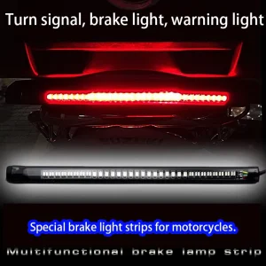 48 Light Motorcycle Warning Light LED Dual Color Auxiliary Driving Light Brake Turn Signal Light Strip Red and White Dual Color