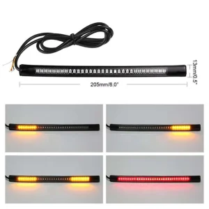 48LED Motorcycle Lighting System Light Bar Strip Tail Turn Signal DRL Amber Red Moto Ring Fork Strip Lamp 12V
