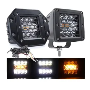 48W 3inch 5Inch LED Mini Auxiliary Flash Mount Driving Fog Light Offroad White Amber Cube LED Work Light for Truck Jeep