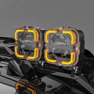 4Inch Patent Dual Color 6500k Car Light Square Edge Bar Flashing Auto Amber DRL Hi lo Beam LED Work Fog Offroad Driving Lights