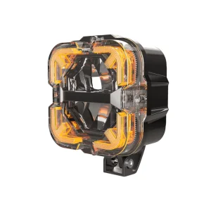 4×4 55W square LED Spotlight with Amber DRL 6500mm for Motorcycles Trucks Pickups and Off road LED Fog Lights