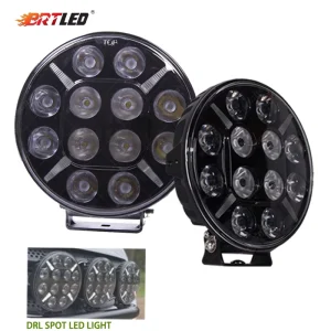 4×4 Lights Round 9inch 120W Amber Offroad Car Headlight 24V 12V IP68 Waterproof 12000lm Spot Driving Light