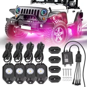4×4 Off Road 4 Pods Led Rgbw Rock Light 9W Rgbw Color 7pcs Chip Rock Light for Jeep Off Road RZR ATV UTV Truck