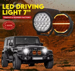 5 7 9 Inch Round Offroad Work Truck Light Dual Color DRL Off Road LED Driving Light