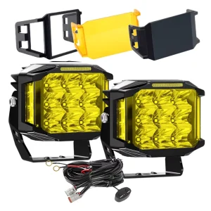 5 Inch 450M IP68 IP69K 4WD 12V 24V Offroad Aux Side Shooter Driving Light DRL for Truck 4X4 4WD with Automotive Wire Harness Kit