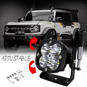 5 Inch Adjustable LED Pod Lights Yellow Spot Beam with Amber DRL Halo Clover Design for Truck SUV Offroad Driving Tilting Mount