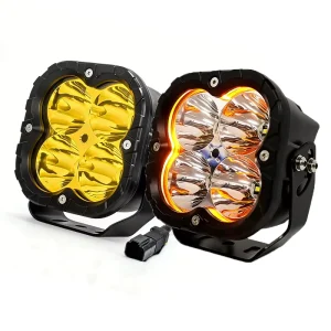 5 Inch Fog Light Square 12V 24V 80W LED Work Light White Yellow Driving Spotlight With DRL Extra Light for Cars Offroad