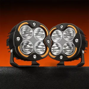 5 Inch KC Style LED Pods 200W Retro Round Off-road Lights with Amber Cover for Jeep Truck SUV