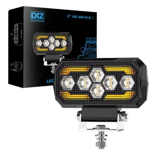 5 Inch Rectangular LED Work Light 6LED White Amber C-Shape Accent Off-Road Driving Lamp Waterproof for Truck SUV ATV Jeep