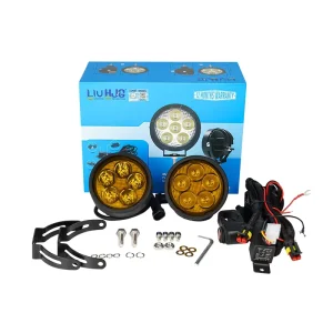 5 Lens Motorcycle Work Light Yellow Color LED Fog Light with Flash and Switch for Motorcycles LED Lighting Systems