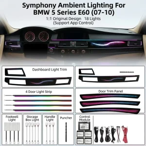 5 Series E60 Models 256 color Ambient Lighting Car Interior Symphony LED Kit 12V 3 5W 1 Year Warranty Auto Decorative