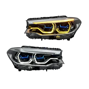 5 Series G38 BMW Headlight Assembly G30 Two-Color DRL Modification Spoon Laser Lens 12V 50W