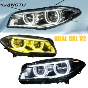 5 Series M5 F10 F18 Xenon Upgrade OEM LCI Style LED LHD Headlights Angel Eye Daytime Running Lights Retrofit Assembly