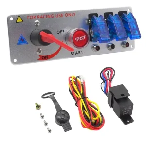 5 in 1 Ignition Starter Switch 12V LED Ignition Switch Panel Ignition Engine Start On Off Push Button Switch for Racing Car