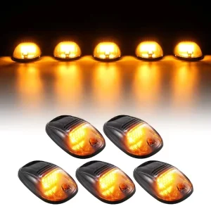 5 in 1 Smoked Lens Cab Marker Roof 12 LED Light for Dodge Ram Pickup Trucks Car SUV Off Road Amber Top Running Lights